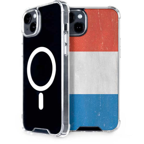 Netherlands Flag Distressed iPhone 14 Plus MagSafe Case
